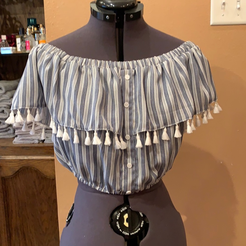 Mustard Seed Off the Shoulder Crop Top